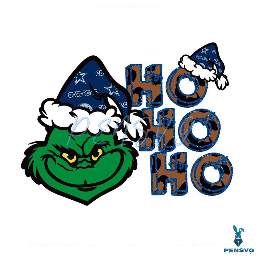 Cowboys Grinch Ho Ho Ho Christmas SVG Download