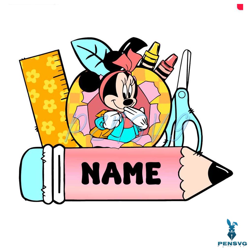 Custom Minnie Student Name Frame SVG