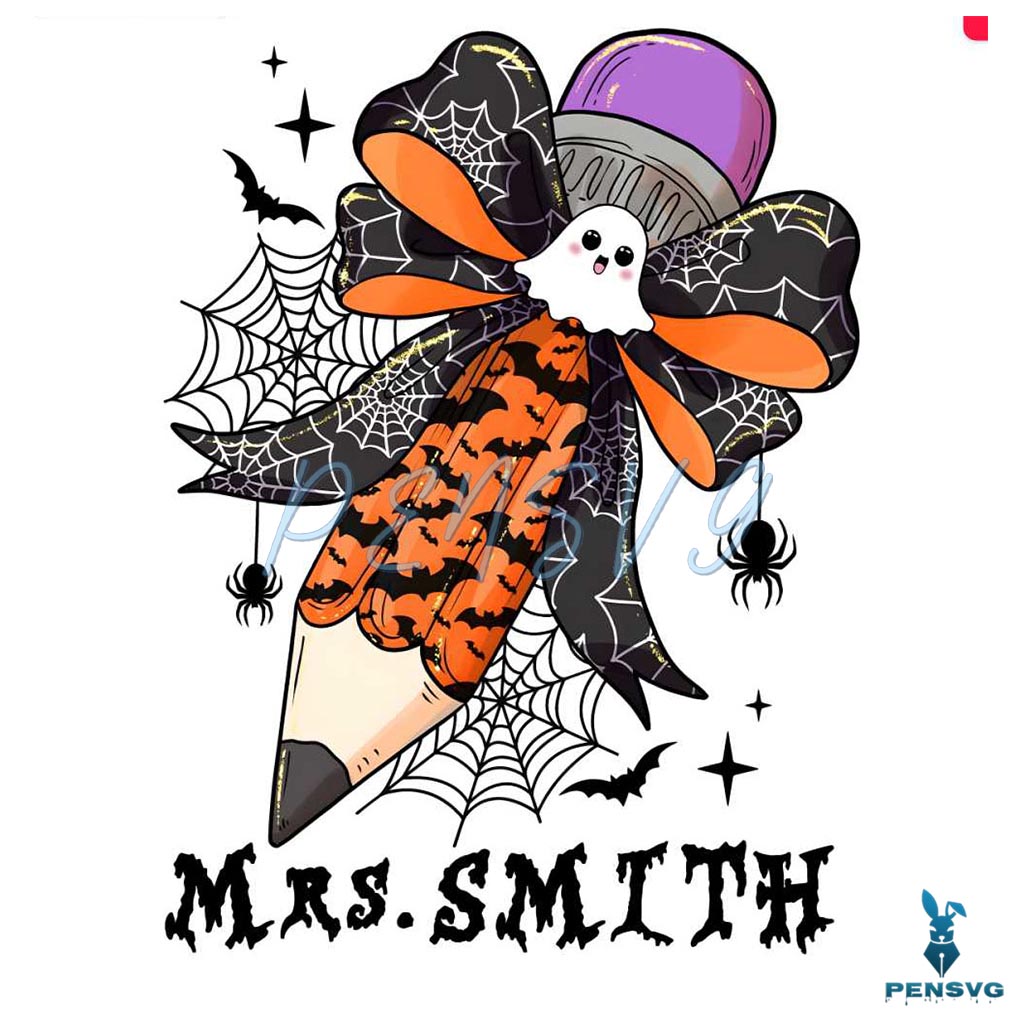 Custom Teacher Name Halloween Pencil PNG