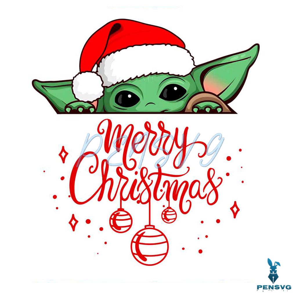 Cute Baby Yoda Merry Christmas PNG