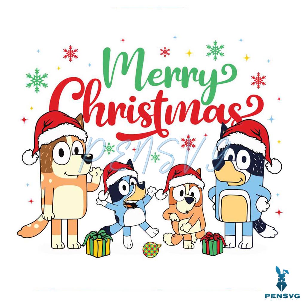 Cute Bluey Merry Christmas Santa Vibe SVG File For Cricut