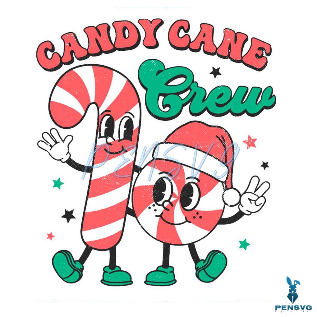 Cute Candy Cane Crew Christmas SVG