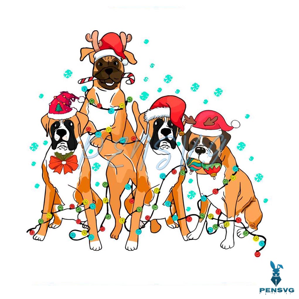 Cute Dog Christmas Boxer Santa Hat SVG File For Cricut