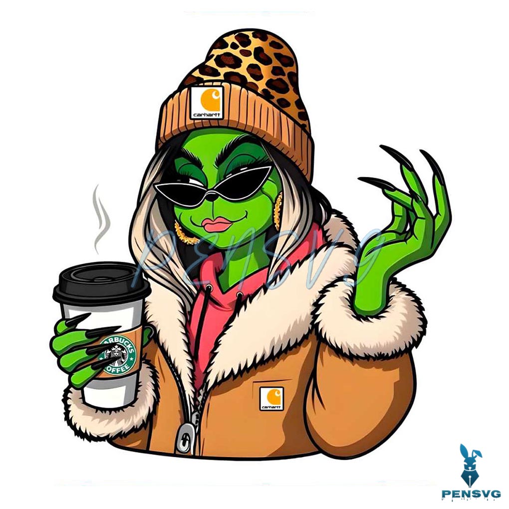 Cute Grinch Girl Boujee PNG