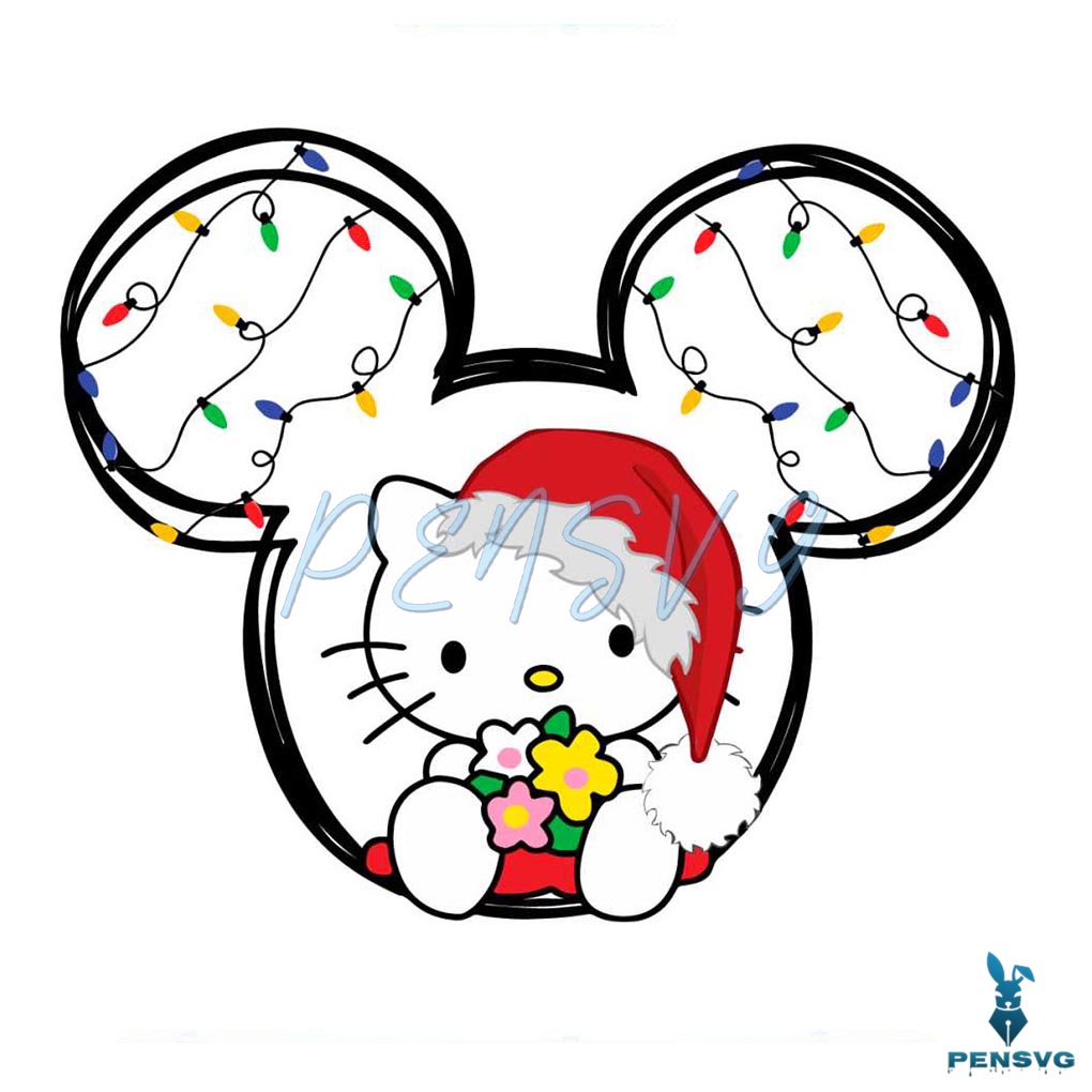 Cute Hello Kitty Christmas Mickey Head SVG Download