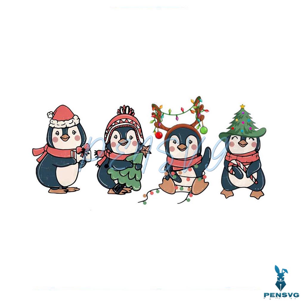 Cute Penguin Merry Christmas PNG Sublimation Download
