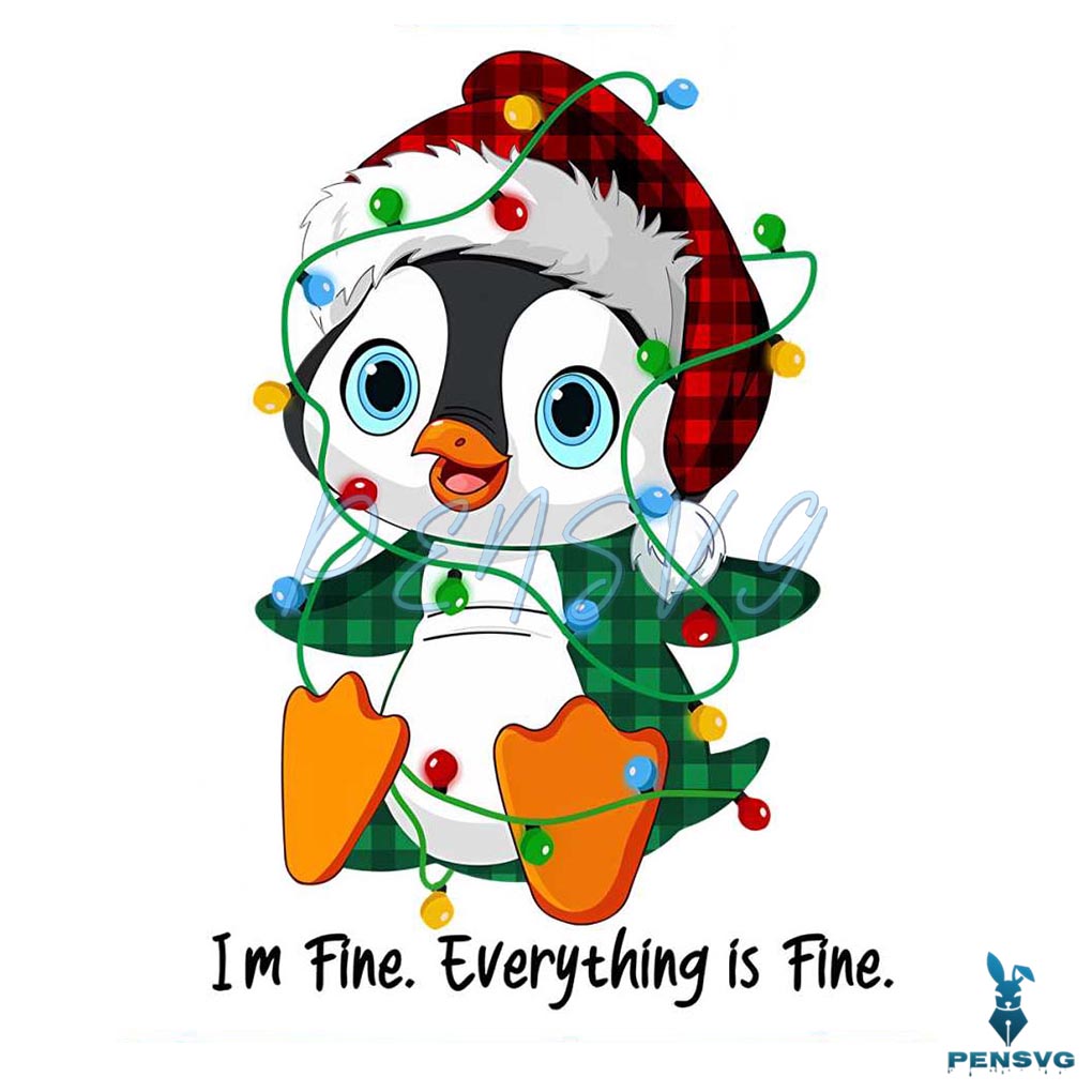 Cute Penguins Santa Christmas Lights PNG Download File