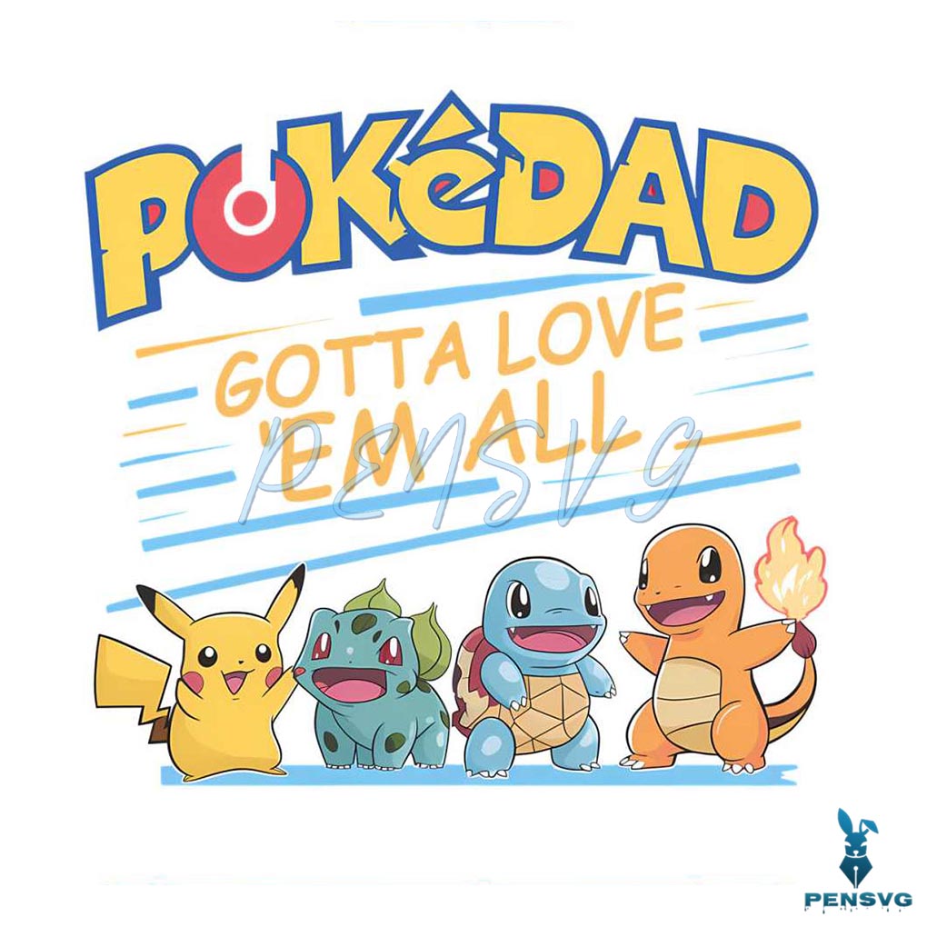 Free Pokedad PNG Funny Gamer Dad Sublimation Design