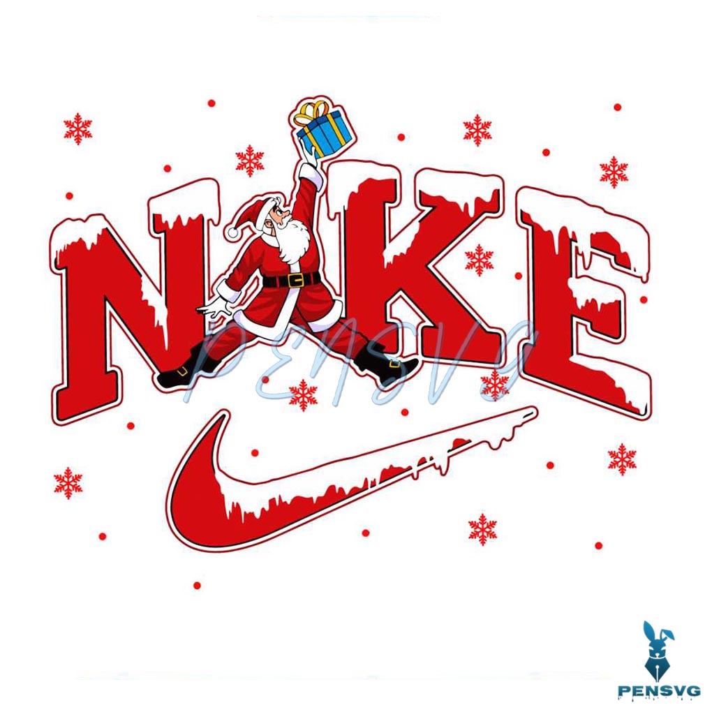 Cute Santa Christmas Nike Logo SVG