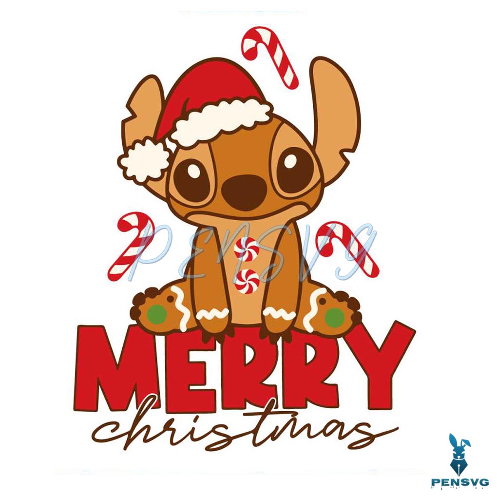Cute Stitch Christmas Cartoon Character SVG Download File