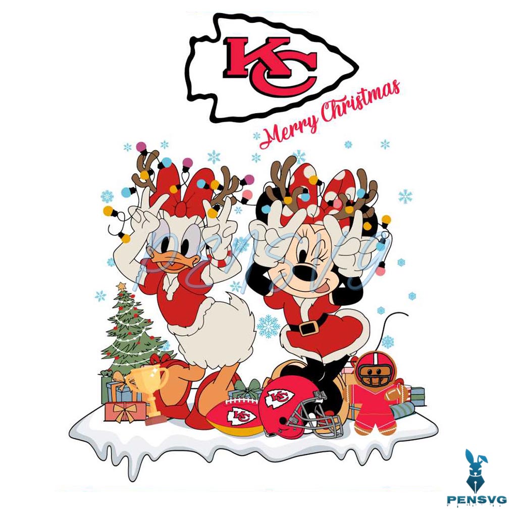 Daisy And Minnie Merry Christmas Kansas City Chiefs SVG