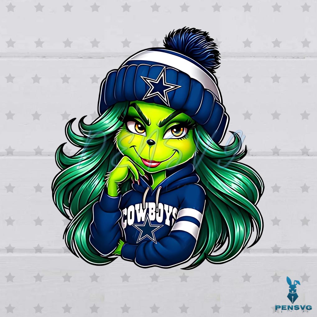 Dallas Cowboys Cute Grinch Girl Fan PNG