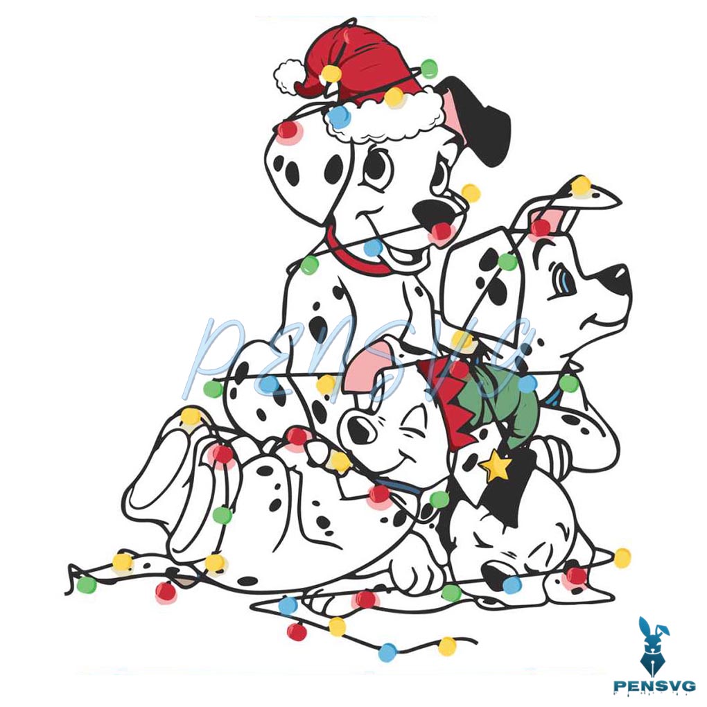 Dalmatian Dog Christmas Lights SVG Cutting Digital File
