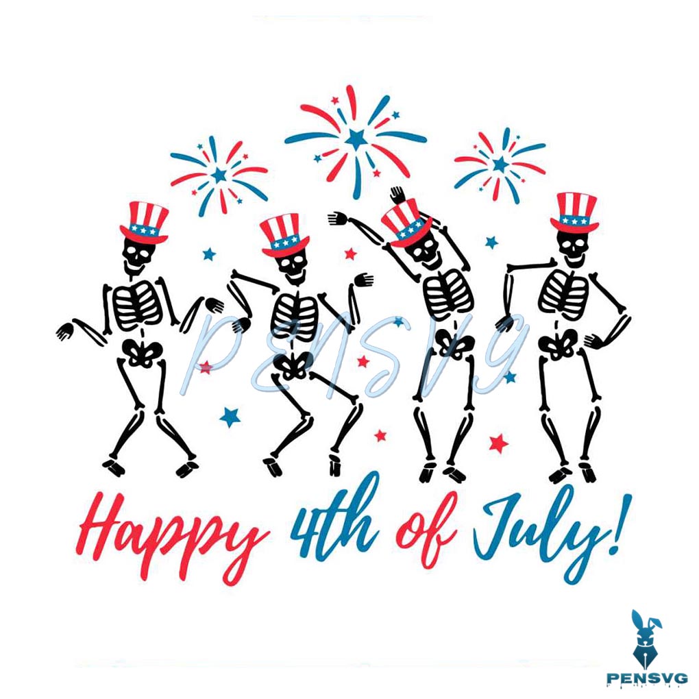 Funny 4th of July Skeleton SVG Cut File for Patriotic Summer Crafts