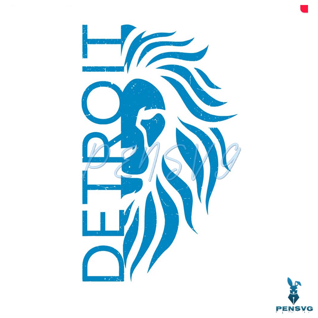 Detroit Lion Head Football SVG