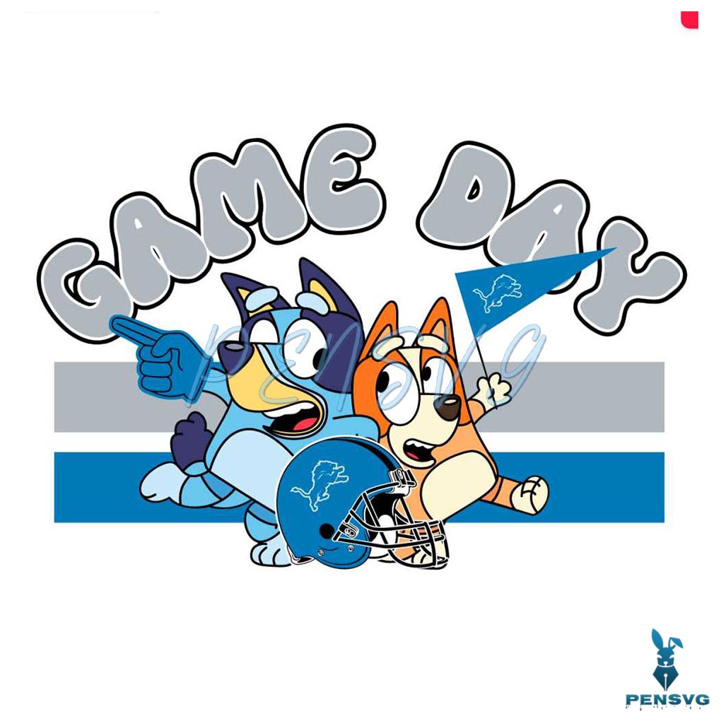 Detroit Lions Game Day Bluey NFL SVG