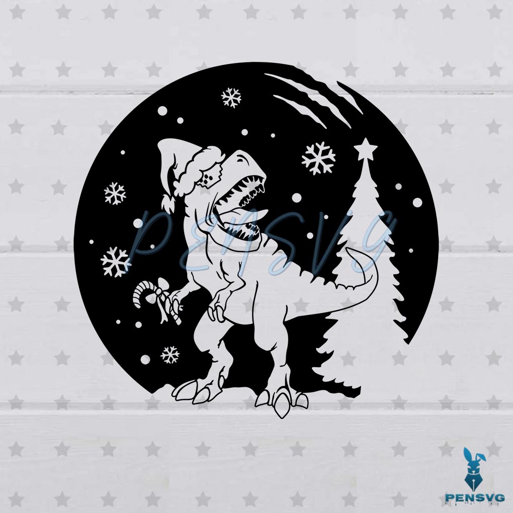 Dinosaur Santa Christmas SVG Cutting Files Silhouette