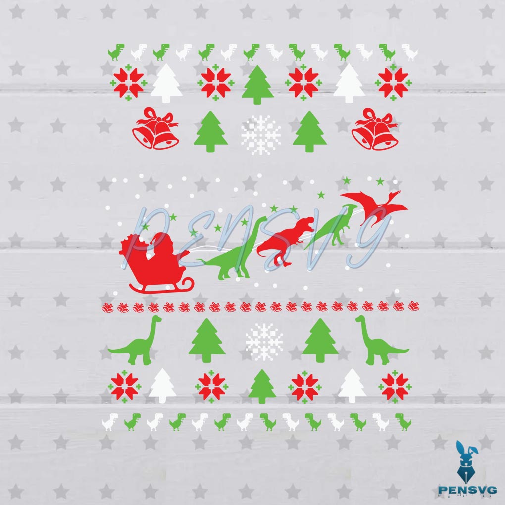 Dinosaur Ugly Christmas Sweater Christmas Dinosaur Svg