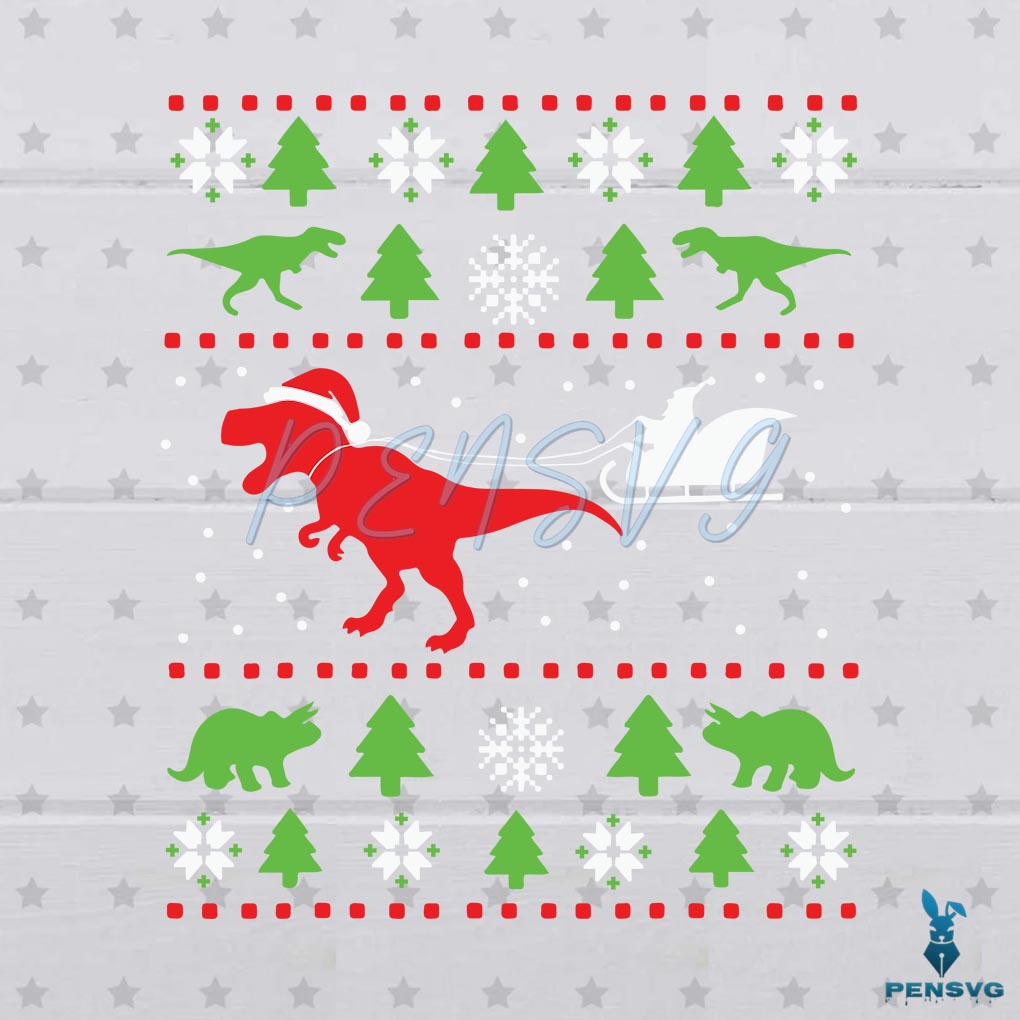 Dinosaur Ugly Christmas Sweater Svg
