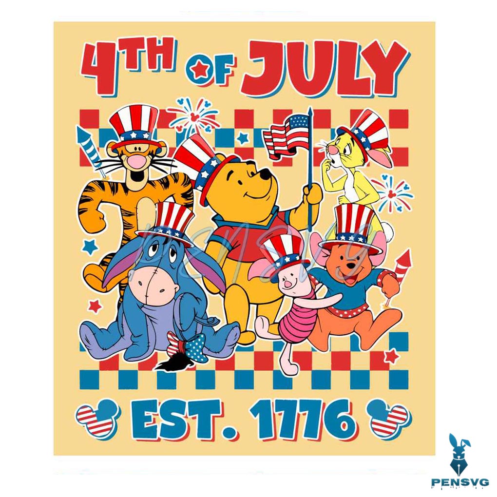 Disney 4th Of July Retro Mickey And Friends Checkered Svg