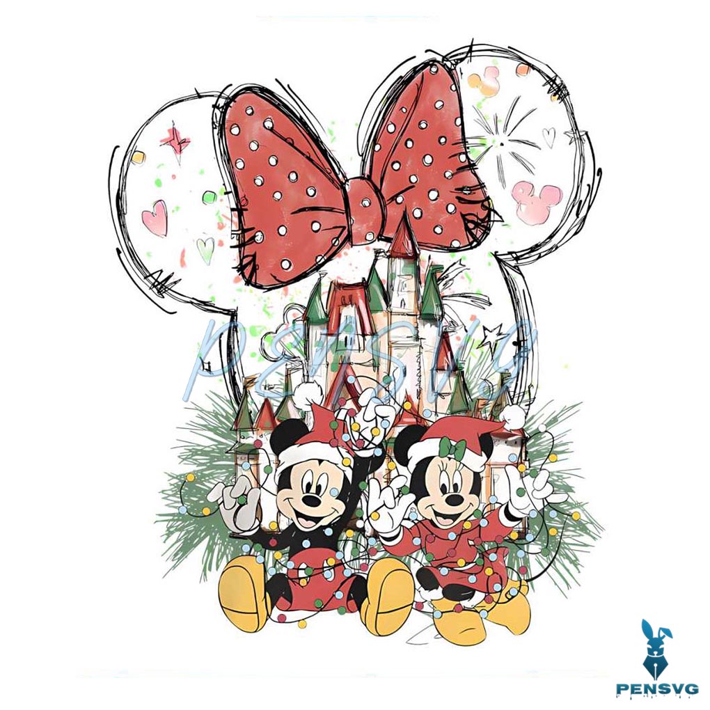 Disney Castle Christmas Mickey And Minnie PNG Download
