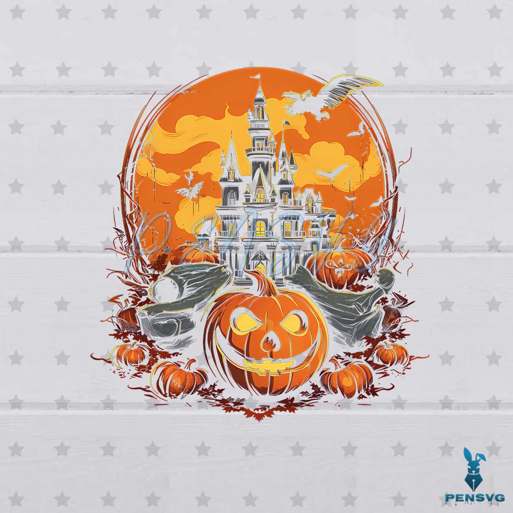 Disney Castle Halloween PNG Horror Pumpkin PNG File