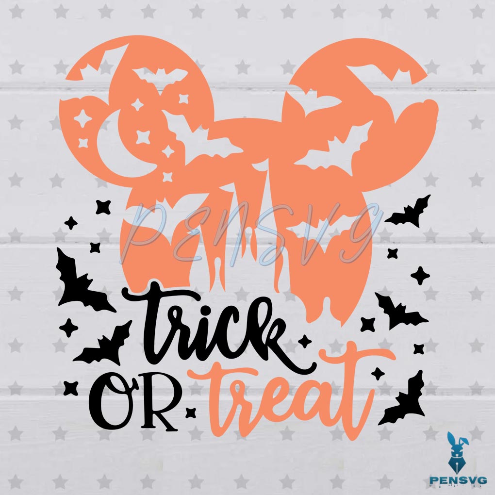 Disney Halloween Bat Trick Or Treat Mickey Ear SVG Cricut File