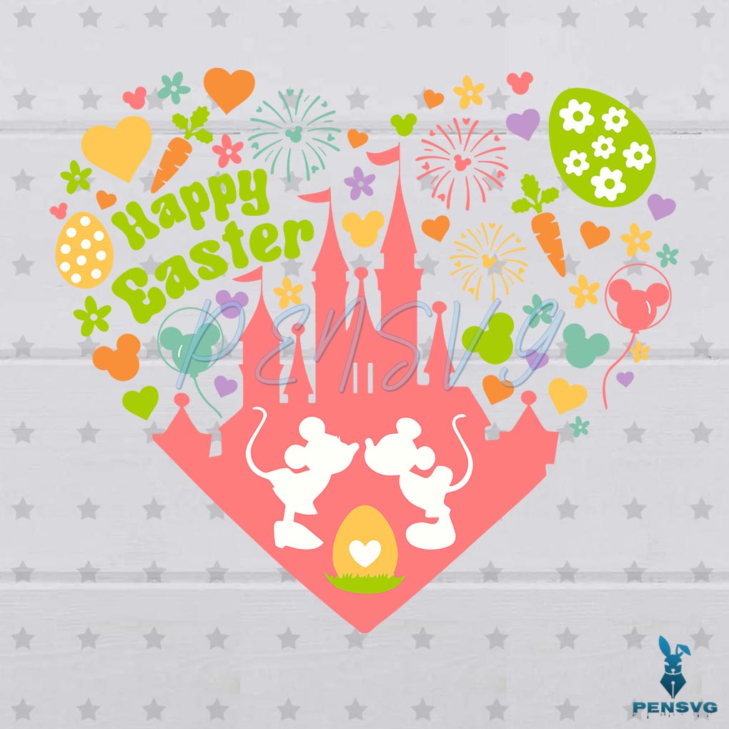 Disney Happy Easter Mickey Minnie Castle SVG