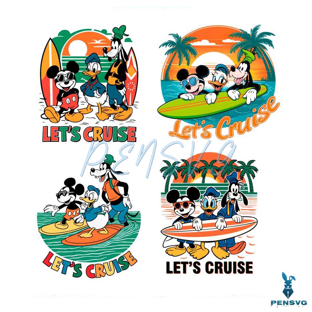 Disney Lets Cruise Mickey Donald Goofy SVG PNG Bundle