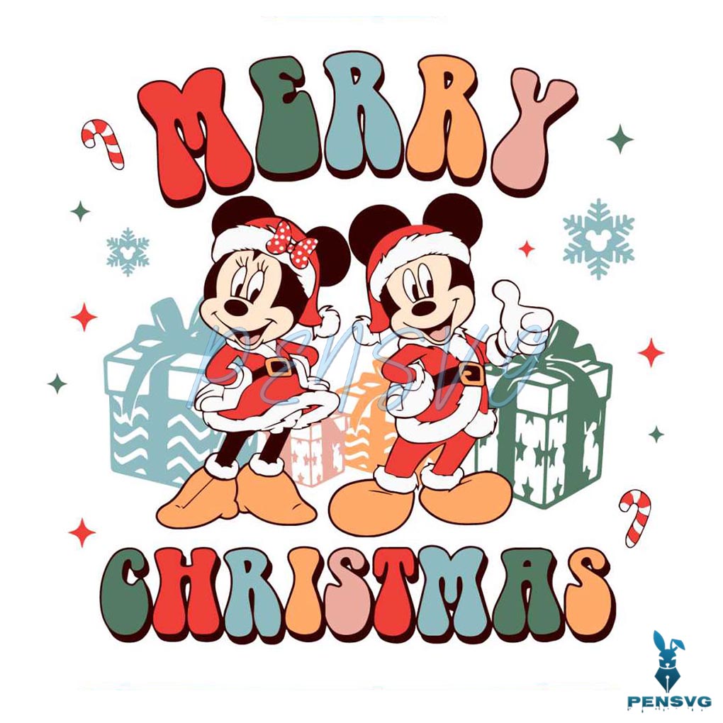 Disney Merry Christmas Mickey And Minnie Santa SVG File