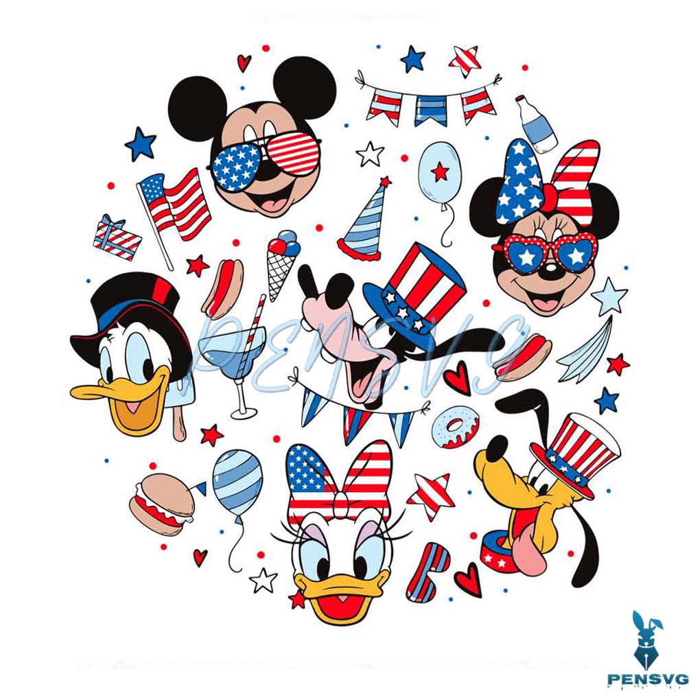 Disney Mickey And Friend Drink And Food Parttern 4th Of July SVG