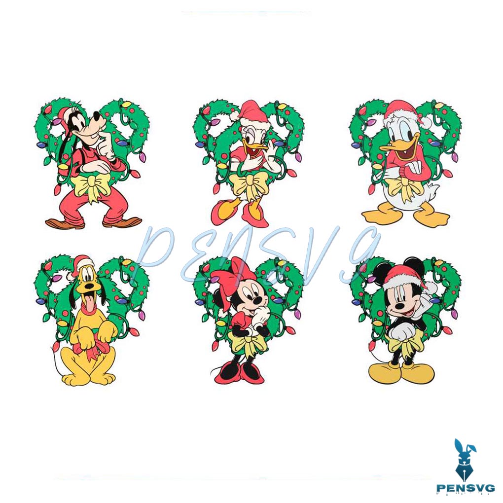 Disney Mickey And Friends Christmas Wreath SVG Bundle