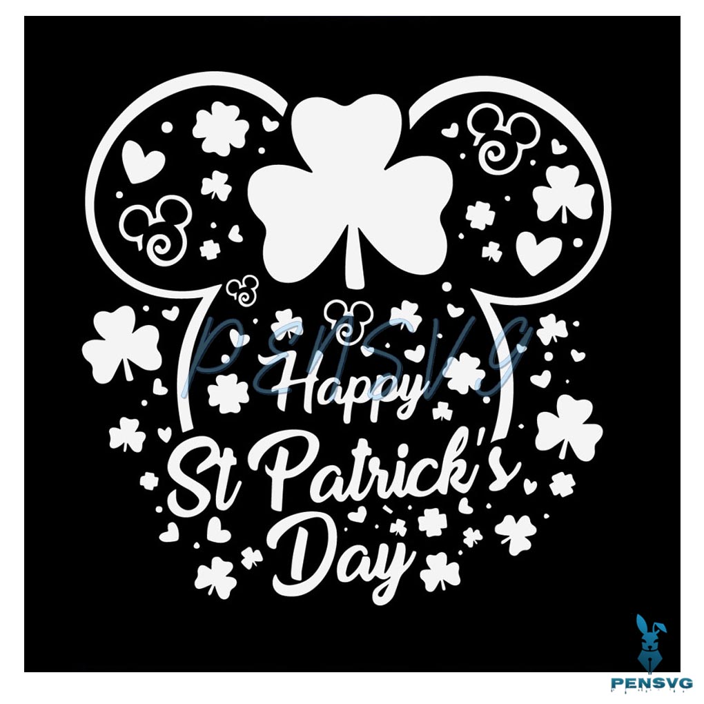 Disney Mickey Head Happy St Patricks Day SVG