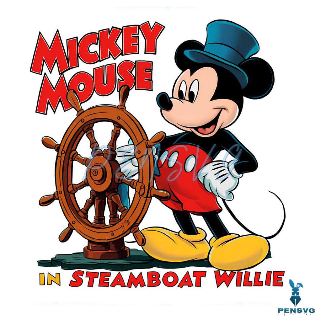 Disney Mickey In Steamboat Willie PNG
