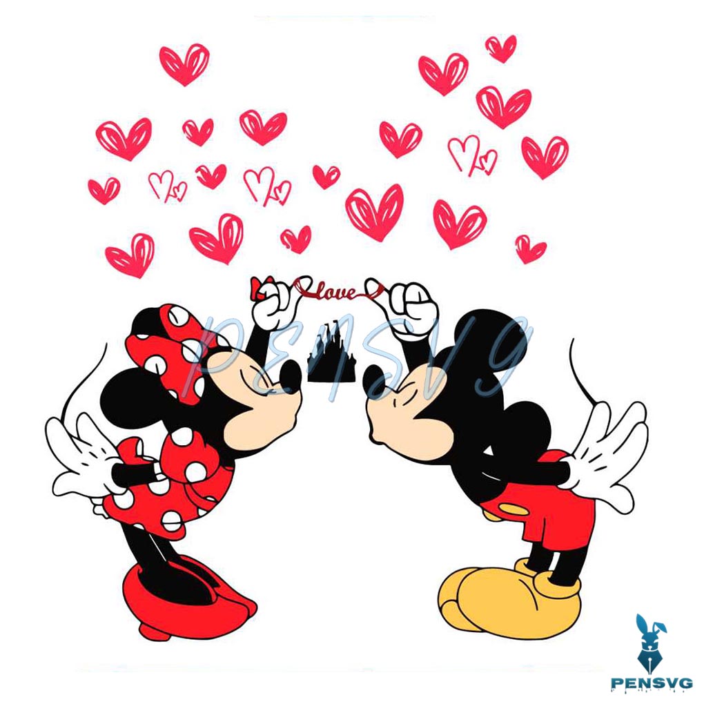 Disney Mickey Minnie Kiss Love Valentine Castle SVG