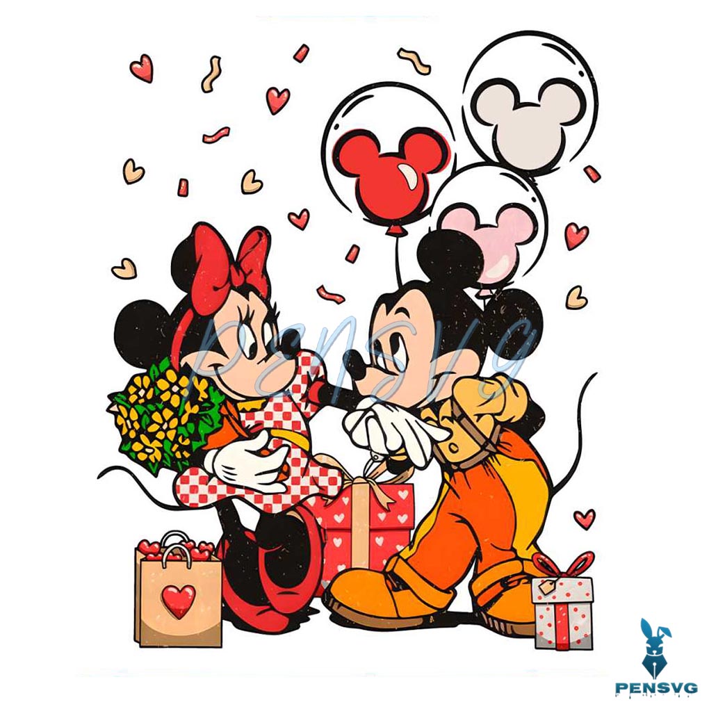 Disney Mickey Minnie Love Valentine Balloons PNG