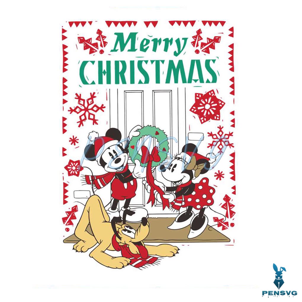 Disney Mickey Minnie Pluto Merry Christmas SVG Download