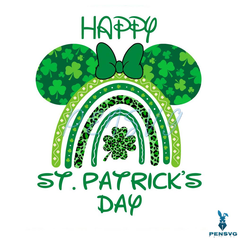 Disney Minnie Head Happy St Patricks Day SVG