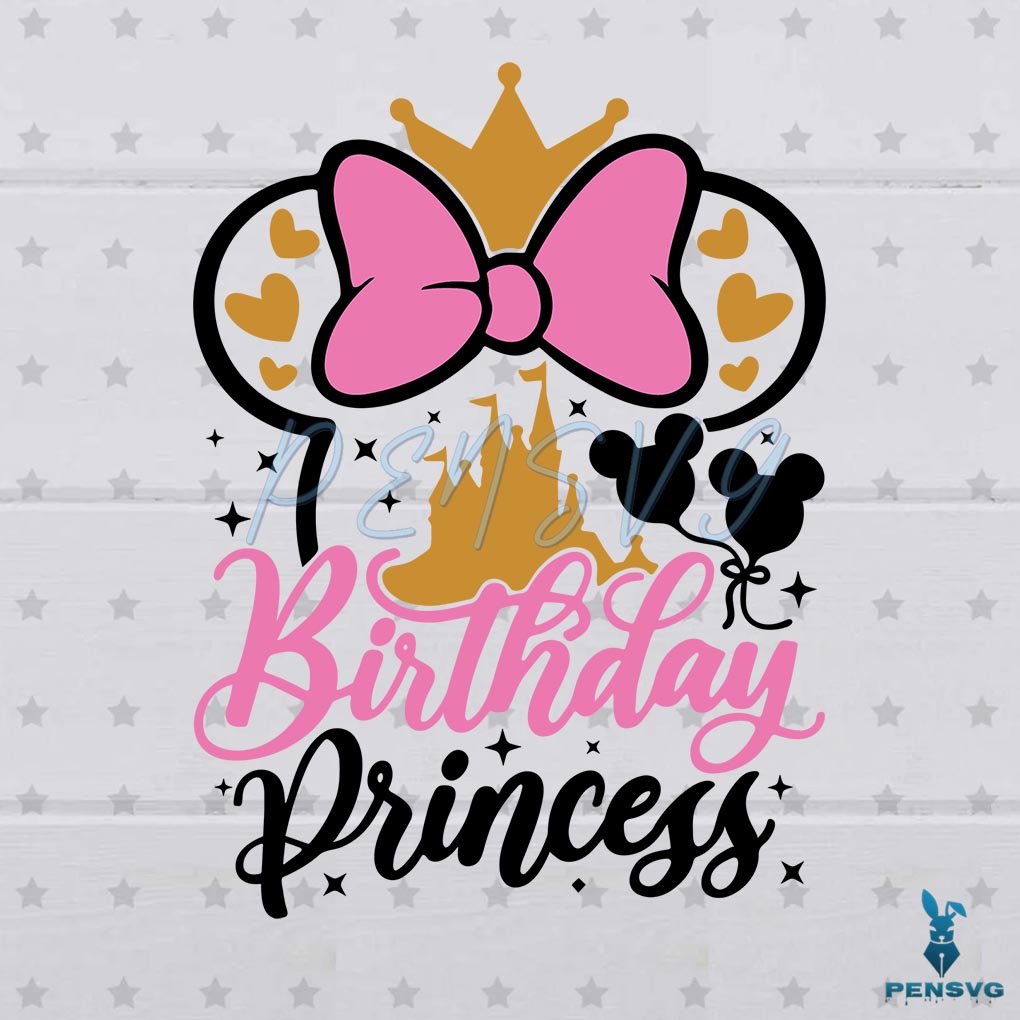 Disney Mouse Birthday Princess SVG Digital File, Minnie Mouse
