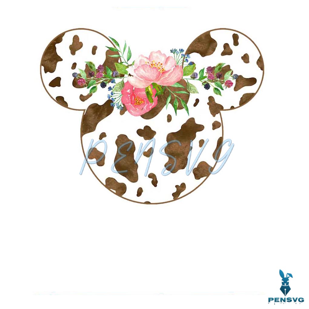 Disney Mouse Head Floral Mickey PNG