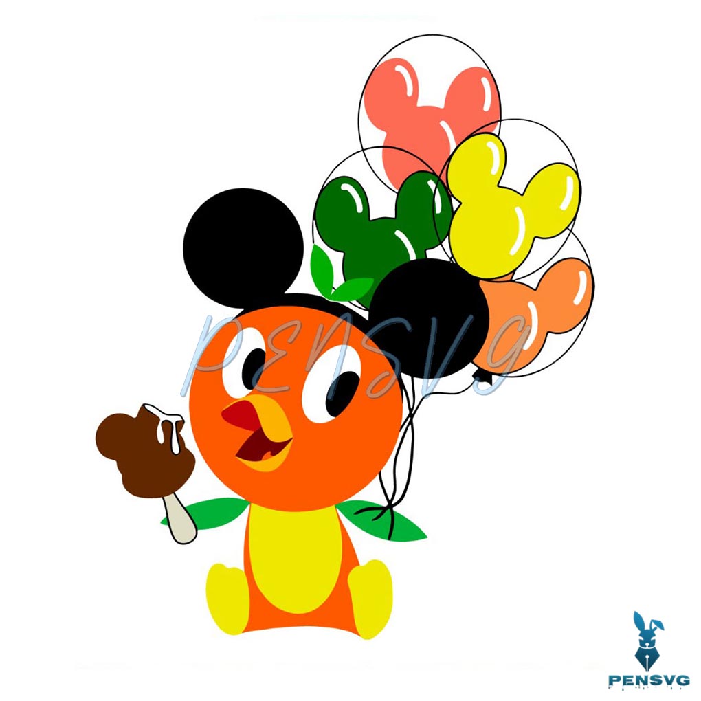 Disney Orange Bird Balloons With Mickey Hat SVG