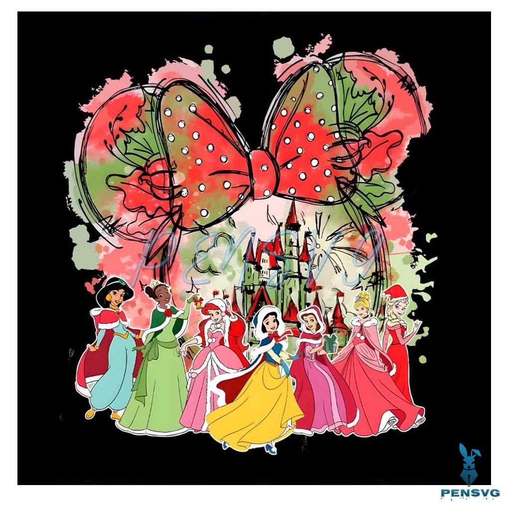 Disney Princess Castle Christmas PNG Sublimation Download