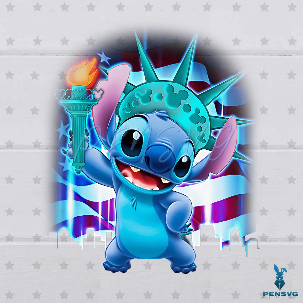 Disney Stitch 4th Of July Independence Day PNG Silhouette File