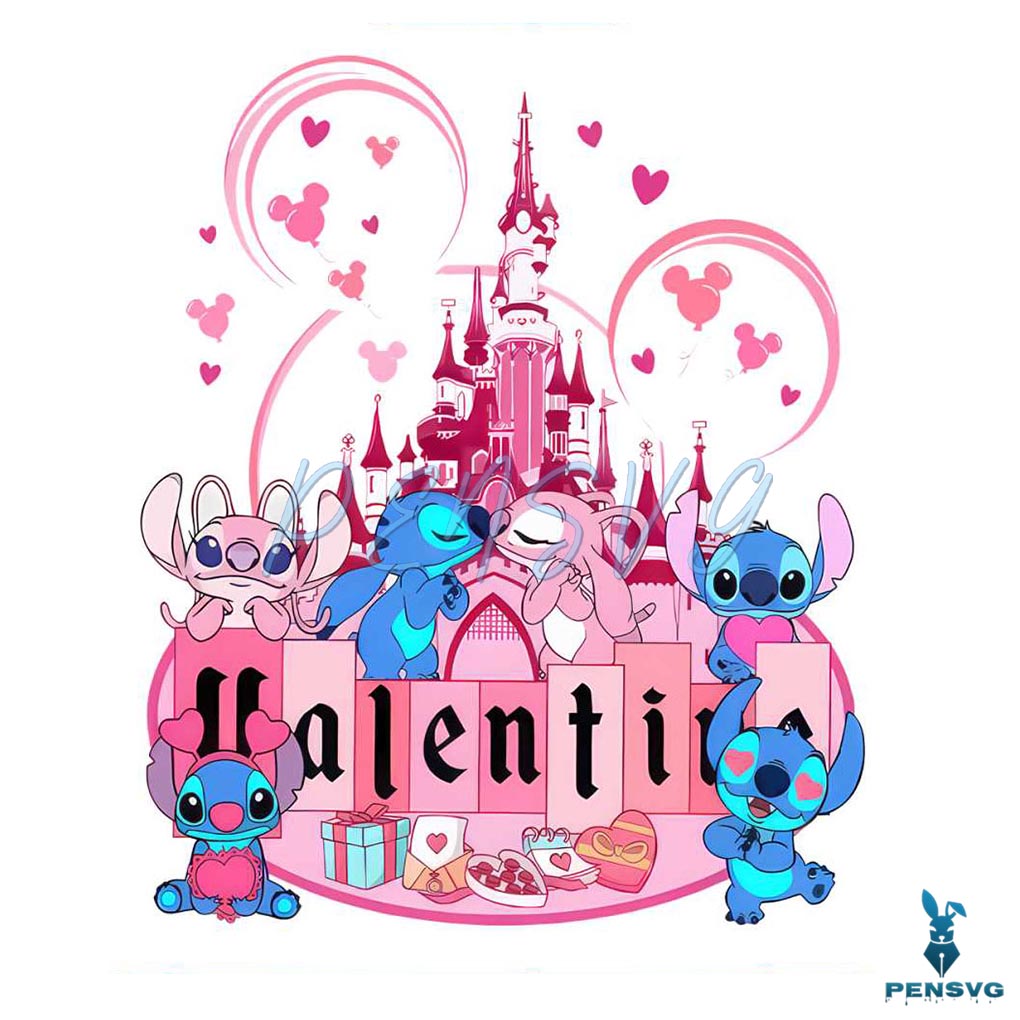 Disney Stitch Angel Valentine Castle PNG