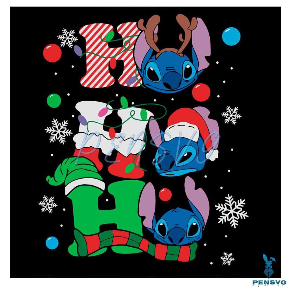 Disney Stitch Ho Ho Ho Christmas SVG
