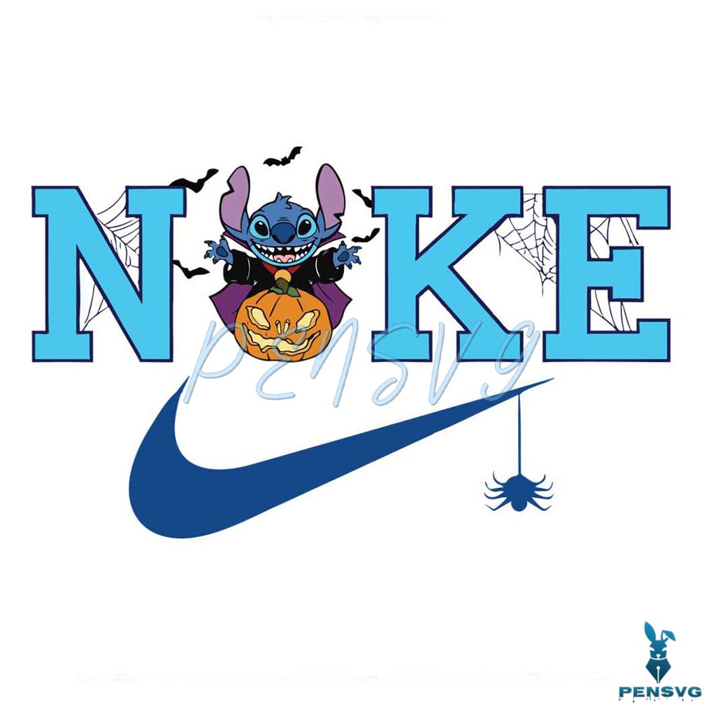 Disney Stitch Pumpkin Halloween Nike Logo SVG Digital File