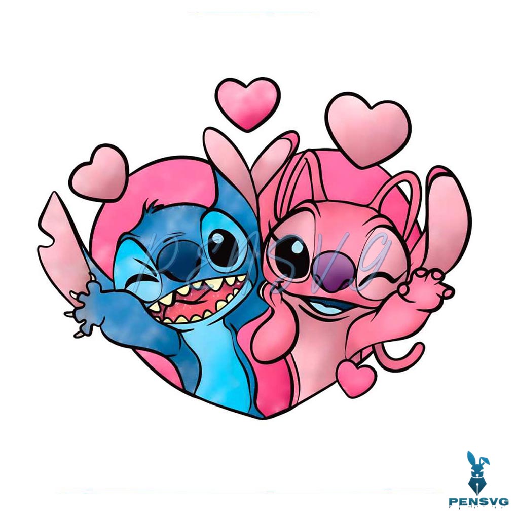 Disney Stitch and Angel Valentine PNG