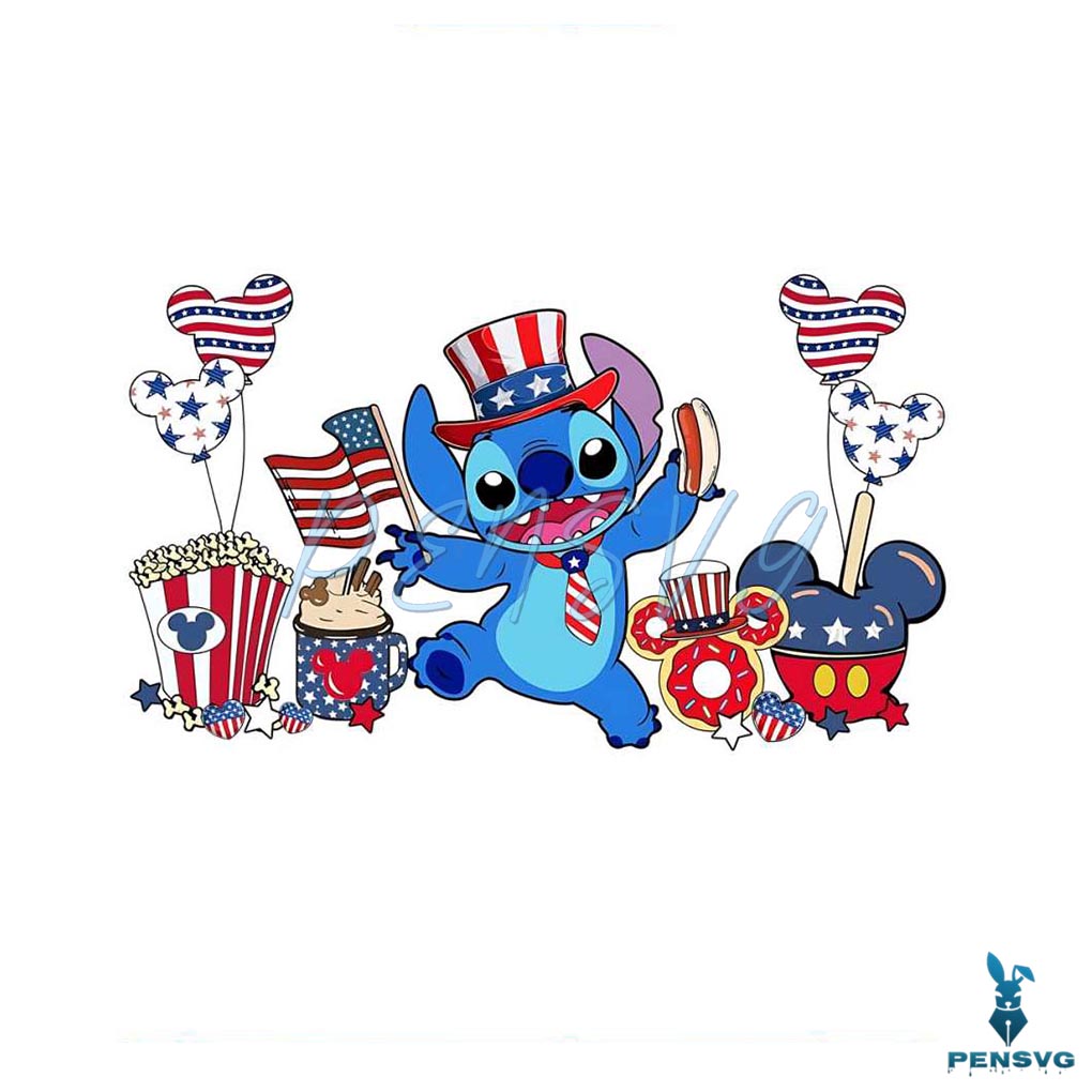 Drink And Food 4th Of July Funny Disney Patriot Stitch PNG File