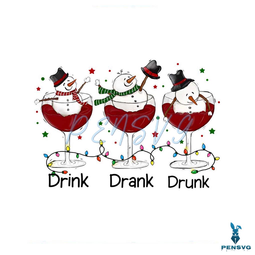 Drink Drank Drunk Christmas Wine PNG Sublimation File