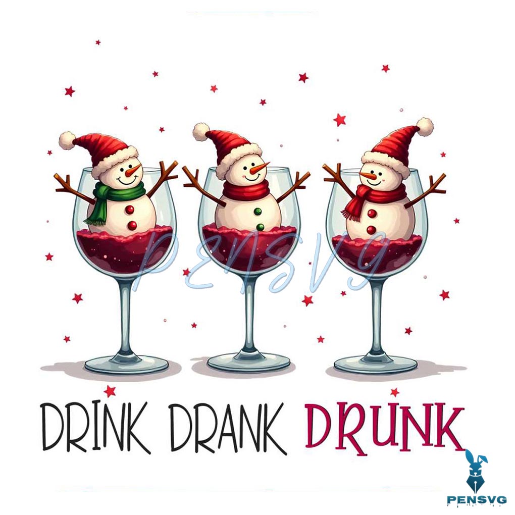 Drink Drank Drunk Funny Christmas Snowman Wine Glass Png